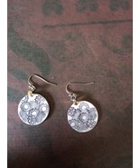 Hand stamped floral decopauged back tumbled alluminum earrings earrings - $19.42 CAD