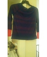 Derek Heart Girl Blue burnout stripe l/sleeve layering tee casual shirt ... - $152.59 MXN