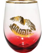 Kiss Lips 21718 Gold Foil Stemless Wine Glass 20 oz Red - €18,56 EUR