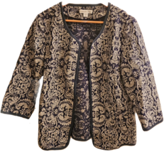 Coldwater Creek 10 Blazer Jacket Tapestry Blue Open Front Womens - £19.66 GBP