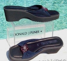 Donald Pliner Elastic Mesh Sandal Wedge Shoe New Flexible Non Slip Sole $220 NIB - £70.34 GBP
