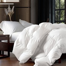 Luxurious Queen Size Goose Down Fiber Waterfowl Feather Fiber, White Solid - $194.95