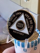 34 Year AA Medallion Black Tri-plate Sobriety Chip - $20.99