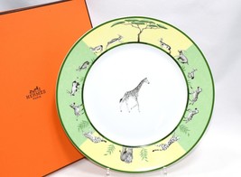 Hermes Africa Dinner Plate 27 cm porcelain green animal giraffe 10.75&quot; - £248.76 GBP