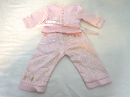 American Girl Doll Ruthie Pink Satin Pajamas Pants Top  Pearl Polka Dot Outfit - £14.13 GBP