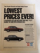 1992 Dodge Spirit Car Vintage Print Ad Advertisement pa14 - £6.31 GBP