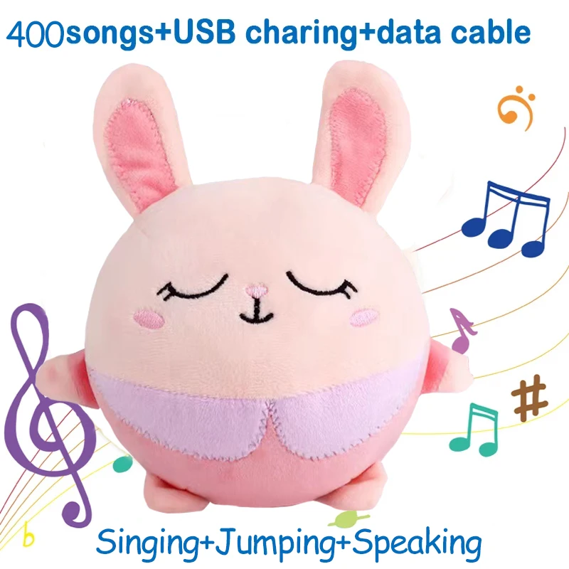 400Songs Speaking Electronic Plush Toy Jumping Rabbit Ball Recordable Doll Toys - £17.01 GBP