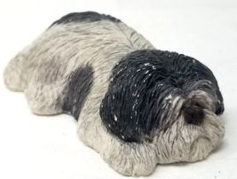 Sleeping Sheep Dog Figurine Ceramic Brue Sandicast Small 1990s Vintage - £15.14 GBP