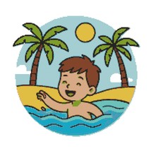 A boy swims in the water - Cross Stitch Pattern PDF - Instant Download - $5.00