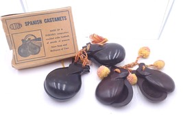 Vintage Elton &amp; Spanish Hand-Carved Handmade Wood Castanets Flamenco Set... - $18.00
