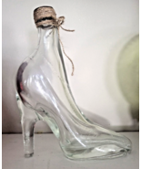 8&quot; Vintage Blown Clear Glass Ladies High Heel Shoe Bottle Decanter w/She... - €15,34 EUR