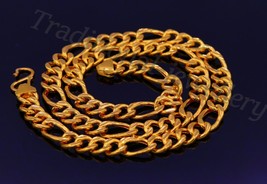 20&quot; Gorgeous Figaro 22K Yellow Gold Unisex Necklace Chain Gifting Jewelery - £5,068.83 GBP