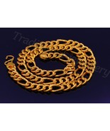 20&quot; GORGEOUS FIGARO 22K YELLOW GOLD UNISEX NECKLACE CHAIN GIFTING JEWELERY  - £4,975.94 GBP