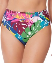 Blue Rod Beattie High Waist Bikini Bottom Draped Tropical Floral Size 8 New - $29.65