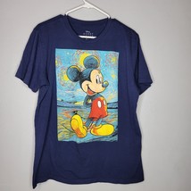 Mickey Mouse Shirt Mens Large Van Gogh Inspired Portrait Disney Blue Casual  - £11.15 GBP