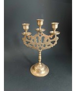 Vintage Chinese Brass Hand Engraved Dragons Candelabra 3 Candle 10&quot; Cand... - $34.60