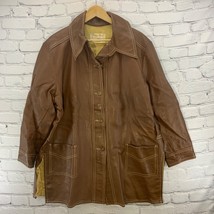 Custom Milco West Vintage Leather Jacket Womens Sz L XL Tan Coat - $118.79