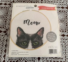 Dimensions 2020 Counted Cross Stitch Kit 75815 Meow Cute Cat Kitten 6 Inch Hoop - £9.03 GBP