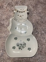 Madison &amp; Max Porcelain Snowman 3 Section/Server Platter 15&quot; Tall Gold Trim - $226.75 MXN