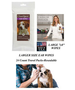 24 pc PET EAR CLEANSING Large 7x8&quot; WIPES Pad DOG CAT Grooming Cleaning C... - $4.99