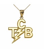 14K Solid Yellow Gold Taking Care of Business In A Flash (TCB) Pendant N... - £238.39 GBP+