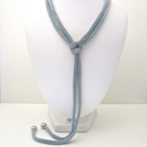 Adami &amp; Martucci Silver Mesh Tie Necklace with Silver Beads - £115.99 GBP