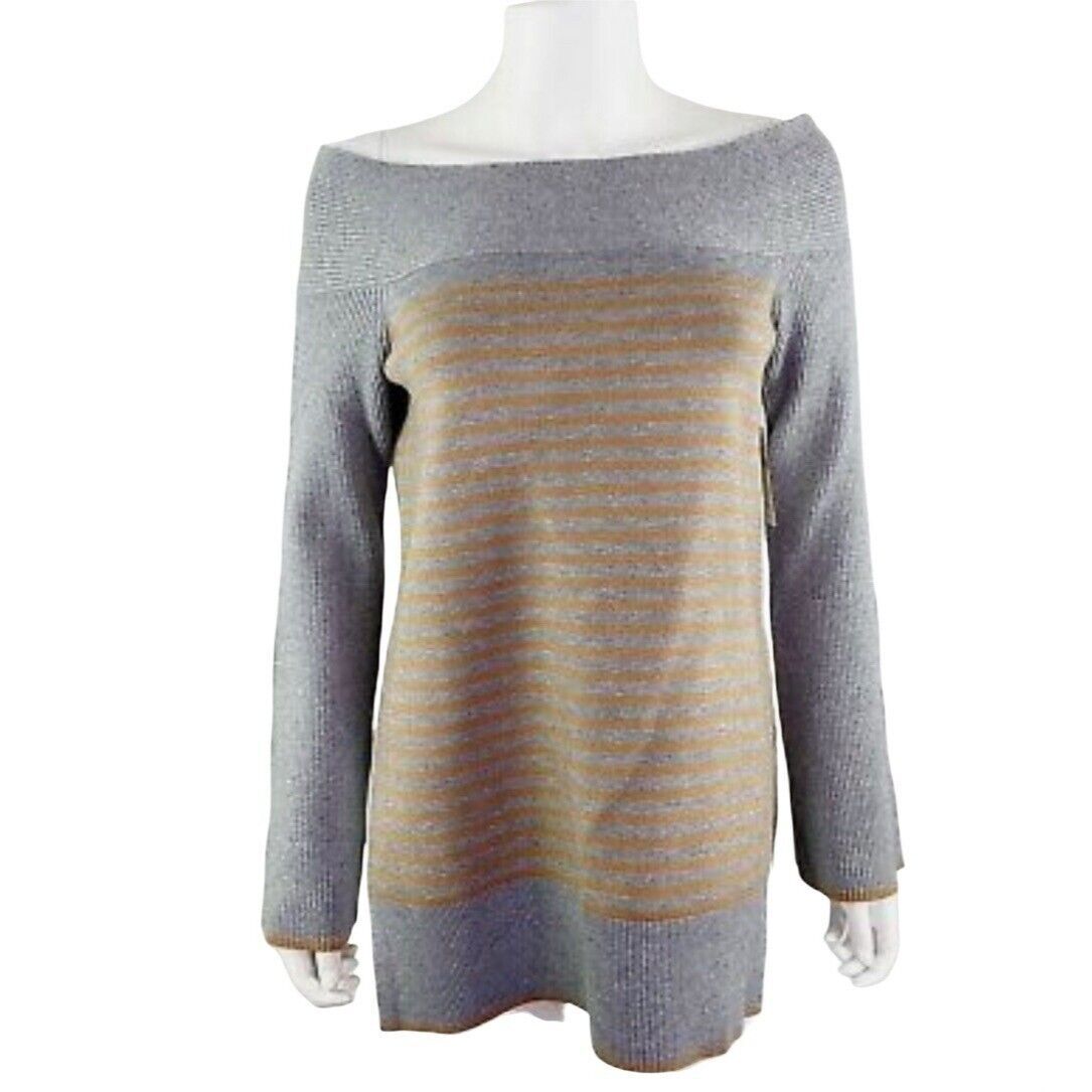 Primary image for Anthropologie Grey Orange Off-Shoulder Sweater Size Small