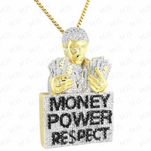 10Ct Dazzling Simulated Diamond Studded MONEY POWER RESPECT Pendant Necklace 925 - £179.89 GBP