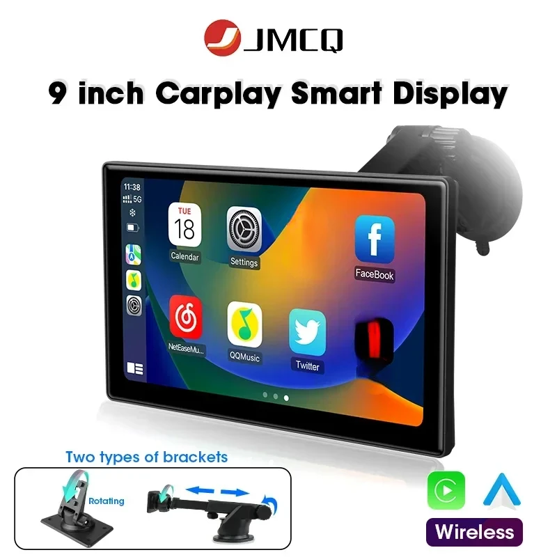 JMCQ 9&quot; Smart Display Wireless CarPlay and Android Auto Screen AI Voice Support - £120.19 GBP+