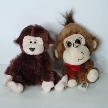 Ganz Webkinz Big Eyes Monkey Lot of 2 Plush Brown Ape Stuffed Animal Gorilla 7&quot; - £17.06 GBP