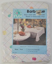 AJ) Vintage Vinyl 60&quot; Round Zipper Fitted Tablecloth Fruit Barbeque - £7.77 GBP