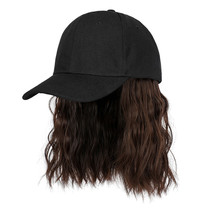 Women Baseball Cap Water Wave Short BOB Wig Dark Brown Synthetic Hair 10... - $21.59