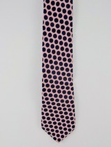 CALVIN KLEIN 100% Silk TIE Pink w/ Black Polka Dots Fabric Imported from Italy  - £6.35 GBP
