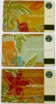 3 Starbucks Gift Card 2006 Summer Trio Banana Frappuccino Flower Cards S... - $29.99