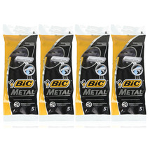 Pack of (4) New Bic Metal Men&#39;s Disposable Shaving Razors, 5-Count x 1 Pack - £18.37 GBP