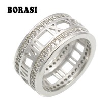 Vintage Antique Retro Silver Color Rings Jewelry CZ Zirconic Crystal Ring For Wo - £8.63 GBP