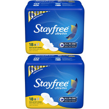 Pack of (2) New Stayfree Ultra Thin Regular Pads with Wings, 18 Count - $21.49