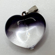Murano Glass Handcrafted Purple Heart Pendant &amp; 925 Sterling Silver Neck... - £22.28 GBP