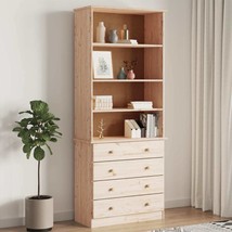 Bookcase with Drawers ALTA 77x35x186.5 cm Solid Wood Pine - £138.86 GBP
