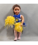 Blue White Yellow Cheerleader Outfit Doll Clothes &amp; Yellow-White Pom-Poms - $9.50