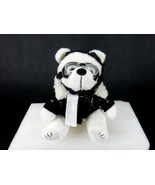 6&quot; Plush White Aviator Bear, Black Faux Leather Bomber Jacket, Goggles &amp;... - £6.99 GBP