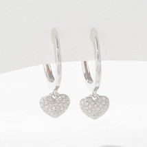 0.15CT Natural Diamond Heart Cluster Leverback Earrings 14K Gold Plated Silver - £134.63 GBP