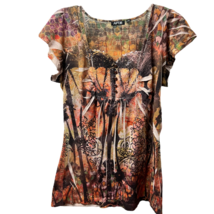 Apt. 9 Womens T-Shirt Multicolor Floral Short Sleeve Square Neck Blouse S - £12.13 GBP