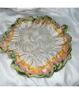 Vintage Hand Crochet and Tatted Colored Doilie Crafts , Decor - - $16.60 CAD