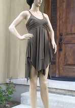 Empire Waist Short Jersey Dress by Om Collection, olive green, medium, NWT - $95.04
