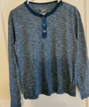 GAP Henley Shirt Mens Small Long Sleeve Blue striped Cotton - $9.80