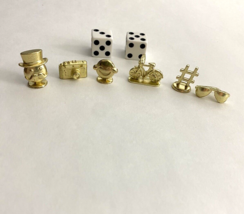 Monopoly for Millennium Edition Replacement Gold Tokens Movers 2 Dice Hasbro - £10.64 GBP