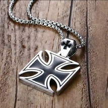 Handmade Stainless Steel Unique Iron Cross Necklace Pendant Rock Biker M... - £17.40 GBP