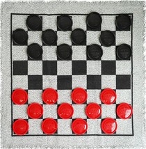 Giant Checkers Board Game Large 3 in 1 Reversible Checker Rug Game Tic T... - $35.08