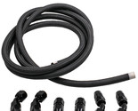12FT 10AN Nylon Braided Oil Fuel Line + 10AN Swivel Hose Ends Adapter Black - £43.59 GBP
